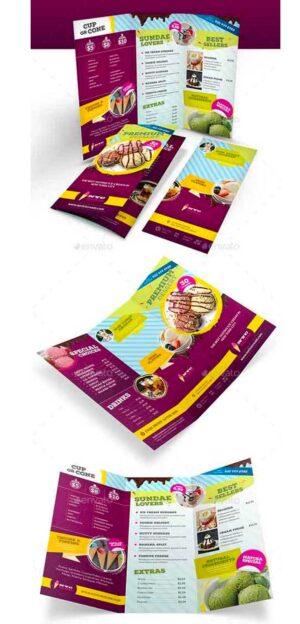 Trifold Brochure Ice Cream Cafe Menu