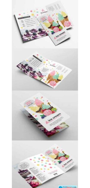 Trifold Brochure Ice Cream Dessert Shop Menu