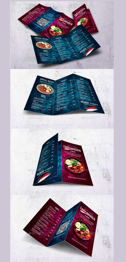 Trifold Brochure Indonesian Cuisine Menu