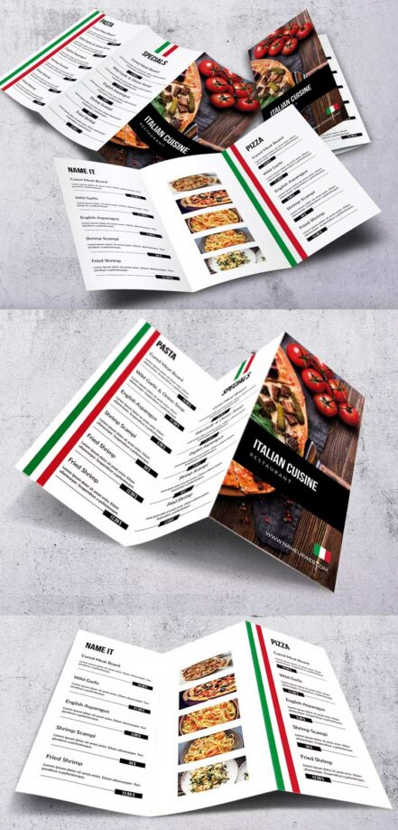 Trifold Brochure Italian Cuisine Elegant Menu